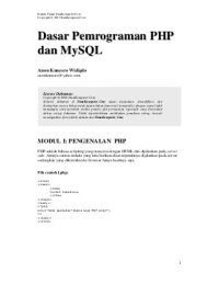 Dasar Pemrograman PHP dan MySQL